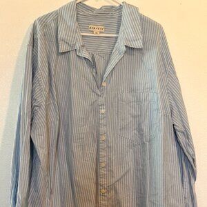 Ava and Viv blue stripe button down 3X